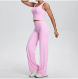 2PCS Yoga Set Women Tracksuit Nude Feeling Workout Sets Gym Clothes Push Up Fitness Running Sportswear Sport Straight tank suit