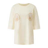 Women Oversized Short Sleeve T-shirt Sparkle Shell Embroidery Loose Shirts Summer Daily Casual Baggy Tops