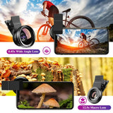 2 In 1 Clip-on Fish Eye Magnifiers Mobile Phone Lens Professional Mobile Phone Camera Lenses 15X Macro 0.45X Super Wide Angle