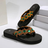 Luxury Colorful Rhinestone Flip Flops Women Fashion Weightlight Flat Slippers Woman Outdoor Non Slip Clip Toe Slides Female