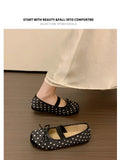 Polka Dot Women Ballet Flats Comfortable Round Toe Elastic Band Shoes Street Style Soft Sole Ladies Eelgant Wedding Dress Shoes