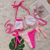 Splicing Halter Jewelled Diamond Bikini 2025 Women Swimsuit Female Swimwear Two Pieces Bikini Set Hollow Out Bathing Suit Swim