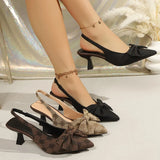 Fashion Design Stiletto High Heel Sandals Women Sexy Pointed Toe Printed Mules Sandals Woman Plus Size 43 Bowknot Party Shoes