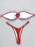DEKA Sexy Shiny Gold Bandeau Bikini Set Women Ring Linked Hollow Out Push Up Bra Micro Swimsuit Bathing Suit Thong Swimwear