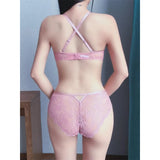 Sexy Lace Bra Set Large Breasts Ultra Thin Full Coverage Push Up Effect Big Cup Supporr Detachable Straps Pure Sensual Underwear