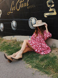Foridol Lantern Half Sleeve Cyan Bohemian Beach Midi Loose Dress Summer for Women Tie Up Casual Floral Holiday Midi Vestidos