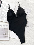 2026 Sexy One Piece Swimsuit Swimwear Women Black Perspective Mesh V-neck One-piece Bathing Suit Beachwear Maillot De Bain Femme