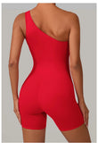 One Shoulder Women Sports Jumpsuit Sleeveless Yoga Rompers Backless Sportswear Women Workout One Piece Bodysuits Female