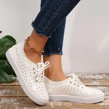 Black Pu Leather Platform Sneakers Women Plus Size 43 Soft Sole Lace Up Flats Woman 2026 Comfort Anti Slip Casual Shoes Female