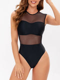 Sexy See Through Black Mesh Sheer Women Swimwear One Piece Swimsuit Female Monokini Backless Bathing Suit Swim Beach Wear Lady