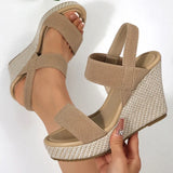 2025 Summer Chunky Wedges Sandals Women Slip On 10 Cm High Heels Sandalias Mujer Plus Size 36-43 Thick Platform Sandles Woman