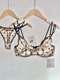 French Style Lace Underwear Set | Sexy Dotted Mesh Bra & Thong for Large Bust, Ultra Thin Slimming Anti Sag Lingerie MOYISU S-XL