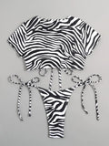2026 Zebra-stripe Bikinis Women Cross String Swimsuit Swimwear Female Bathers Bathing Swimming Swim Suit Summer Beachwear