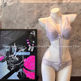 Elegant French Purple Halter Neck Bra Set Delicate Lace Bralette for Small Bust Layered Straps Lingerie UK Sizes MOYISU Sexy Bra