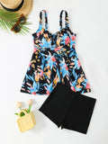 Printed Tankini Set 2026 Padded Floral Swimsuit Women Strappy Swimwear Female Beach Dress Bathers Bathing Swimming Swim Suit XL