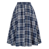 High Waist A-Line Skirt Women Midi Skirt Plaid Print Large Hem Design Autumn Winter Skirt Streetwear