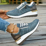 Plus Size 44 Platform Casual Sneakers for Women Lace Up Anti Slip Thick Sole Sport Shoes Woman 2026 Spring Zipper Walking Shoes