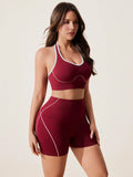 2pcs/set Yoga Sport Bra Shorts Set Sportswear Woman Gym High Waist Seamless Workout Shorts Leggings Activewear Women's Tracksuit