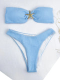 Contrast Binding Bandeau Bikinis 2026 Women Sexy Swimsuit Solid Padded Swimwear Female Bathing Suit Swimming Summer Beachwear
