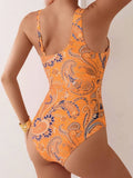 2026 Sexy Printed Swimsuit One Piece Hollow Swimwear Women Ring Linked Bathers Bathing Swimming Swim Suit Female Beachwear