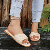 Women Open Toe Weave Slippers Ladies Outdoor Soft Sole  Flats 2026 New Summer