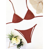 XS - L Ribbed Halter Bikini Women Swimwear Female Swimsuit Four-pieces Bikini set With Sarong Bather Bathing Suit Swim V3152B