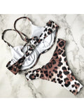 S - XL New Sexy Leopard Bikini Women Swimwear Female Swimsuit Two-Pieces Bikini Set Underwire Bather Bathing Suit Swim Wear V872