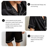 Men Satin Pajama Set Sleepwear for Man Summer Short Sleeve Button-Down Shirt & Shorts Pajamas 2 Piece Home Clothes Short Suit