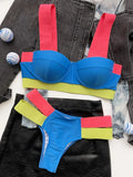 Splicing Push Up Bra Cup Bikini Women Swimsuit Female Swimwear Two-pieces Bikini Set High Cut Bathing Suit Swim Beach Wear
