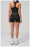 Gym Women Yoga Sets Women Brushed Square Neck Slim Sports Tank Top Fitness Suit Outwear Running High Waist Shorts Tracksuit