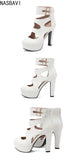 Trendy Hot Sale Summer Fashion Peep Toe Platform High Heels Roman Ankle Sandals Woman's Hollow Out Party Sandals Plus Size 34-50