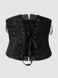 Sexy Leather Tight Corset Jacquard Waist Cincher Bust Support Shapewear New Lace-up Court Casaul Elegant Style Corset B8RO