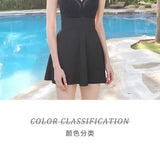 New Swimsuit for Women in Hot Spring Style, Slimming and Covering The Belly, V-neck Skirt Style One-piece Plus Size Swimsuit