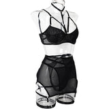Toucheart Trendy Lingerie 4 Pieces Set Exotic Sexy Bra Eroctic Garter Underwear Set Women's Mesh See-through Luxury Underwear