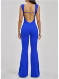Slimming Yoga Jumpsuits Women Hollow Out Ruffles Backless Sportswear Fitness Back Hip-Lifting Leggings One-Piece Gym Bodysuits