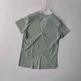 Women's Quick Drying Hollow out Back Sports T-Shirt Yoga Suit Top Short Sleeve Fitness Cover up