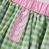 Women's Summer Mini Skirts Elastic Band Bubble Plaid Print Skirt for Daily, Travel, Parties