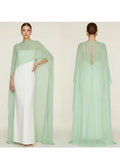 Women's Sheer Chiffon Cape Bat Sleeve Floor Length Shawl Elegant Cover Up Tops Party Evening Cape Blouse f