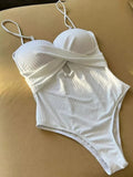 Wrinkled Bra Cup Swimsuits 2025 Female Swimwear One Piece Swimsuit Women Monokini High Cut Bathing Suit Swim Beach Wear Bodysuit