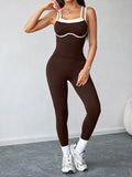 Women Seamless Yoga Jumpsuit Workout Bodysuit Tummy Control Butt-Lifting Gym Clothes Sleek Sportswear Striped Athletic Outfit