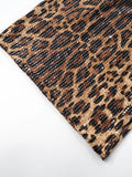 Sexy Halter Neck Off Shoulder Leopard Print Mini Dresses for Women Sleeveless Backless Sequins Skinny Party Night Club Dress