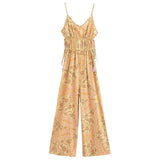 Paisley Print Bohemian Wide Leg Long Pants Jumpsuit Women Summer New Overalls Spaghetti Strap Loose Casual Boho Jumpsuit Tassel