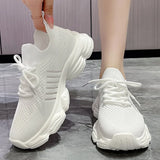 Casual Solid Thick Platform Sneakers for Women Spring 2025 Autumn Breathable Mesh Sports Shoes Woman Outdoor Lace Up Mujer