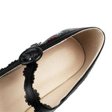 Big Size 43 High Quality Women's y2k Block High Heels Sweet Strawberry Print Mary Jane Pumps Black Pink Platform Lolita Shoes
