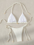 DEKA Tie Side Thong Swimwear New Sexy Bikini Set White Shell Designer Swimsuit Halter Push Up Micro Bikinis Summer Bathing
