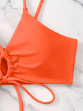 New Women's Swimsuit High Waist Two Piece Bikini Set Hollow Out V-neck Bandage Cross Backless Beach Swimwear Summer Bathing Suit