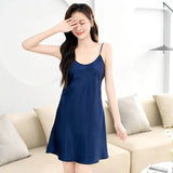 Sexy Silk Satin Night Dress Sleeveless Nighties Ladies V-neck Nightgown Nightdress Plus Size Sleepwear Nightwear for Women