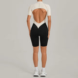 Women's Seamless Yoga Jumpsuit Sports Workout Running Hip-lifting Slim Fit Shorts One-Piece Training Fitness Gym Bodysuit