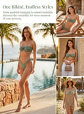 Wrinkled Bandeau High Cut Mini Thong Bikini Female Swimsuit Women Swimwear Two-pieces Bikini Set Bather Bathing Suit Swim Lady