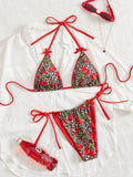 Sexy Red Leopard Print Bikini Set Women Tie Strap Push Up Bra Bandage Triangle Swimsuit Beach Bathing Suit Holiday Swimwear 2026